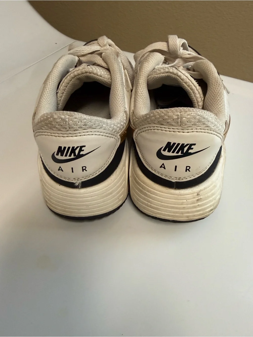 Nike Air Women's Sneakers Size 6.5 Beige Black Gold Swoosh